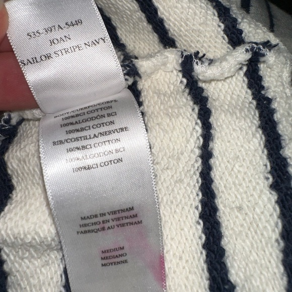 Rails Joan Sailor Stripe Navy Cotton Sweatshirt Size Medium - Picture 10 of 10